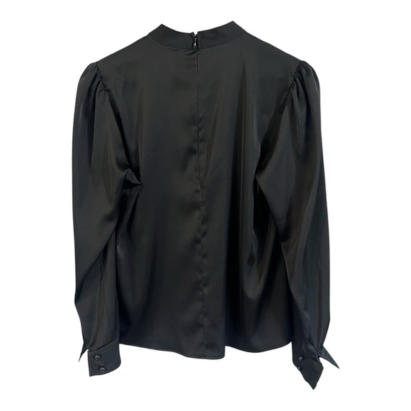 Morcel Mossimo Black Satin Effect Blouse Top Size 40 US 10 Elegant Ruched - Picture 2 of 6